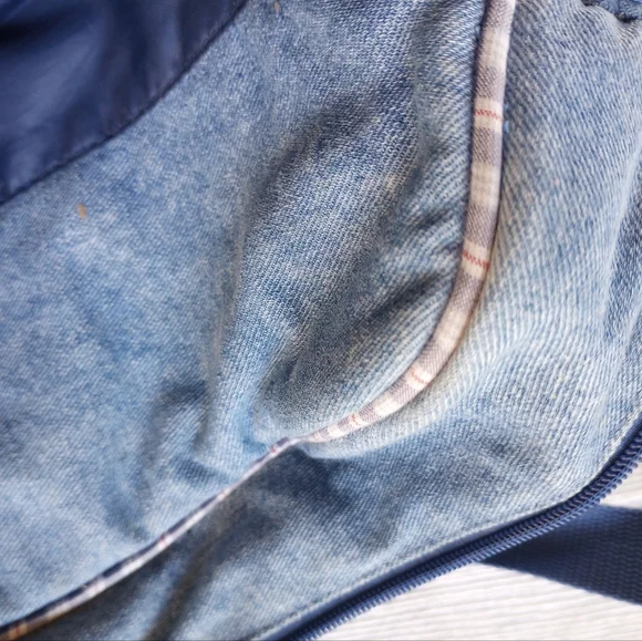 Vintage H.W. Carter & Sons Diaper Bag Denim Plaid Pockets - Picture 14 of 14
